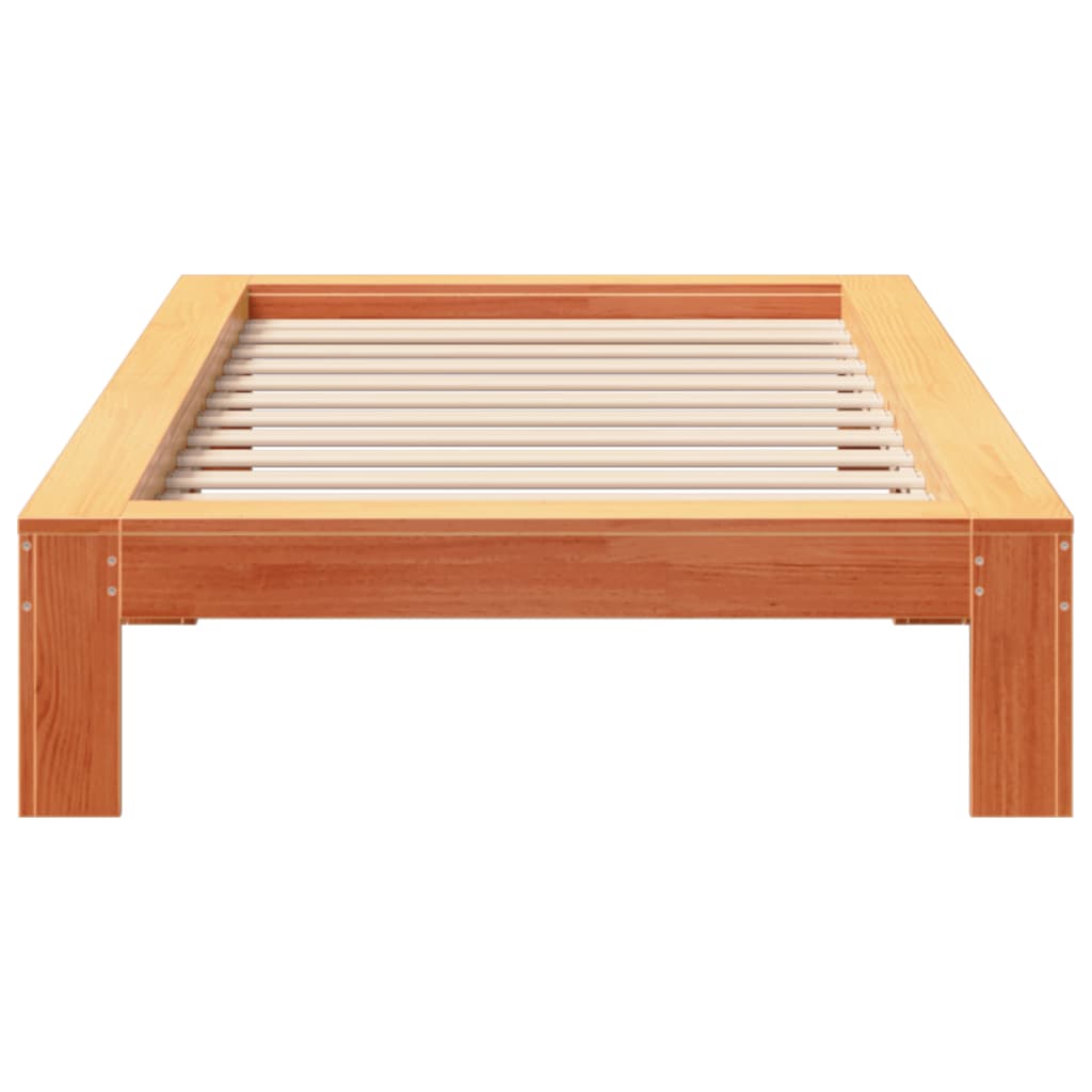Bed Frame without Mattress Wax Brown 90x200 cm Solid Wood Pine